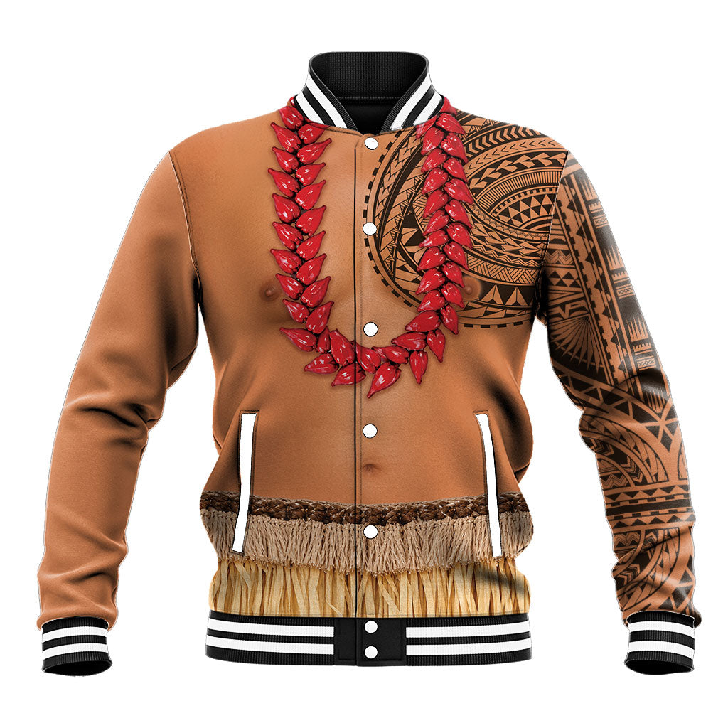 Samoa Tribal Tattoo Costume Baseball Jacket Ula Fala Necklace LT05 Unisex Beige - Polynesian Pride