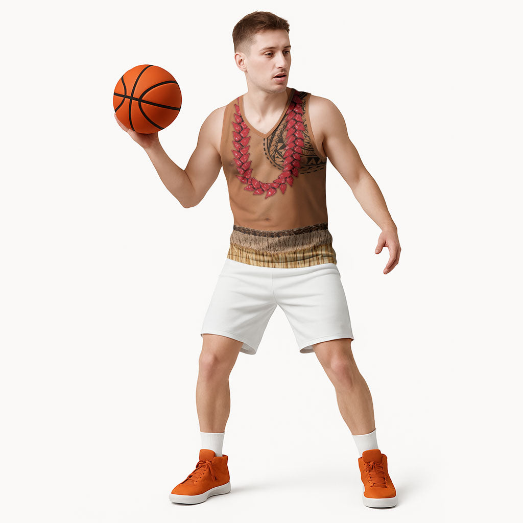 Samoa Tribal Tattoo Costume Basketball Jersey Ula Fala Necklace LT05 - Polynesian Pride