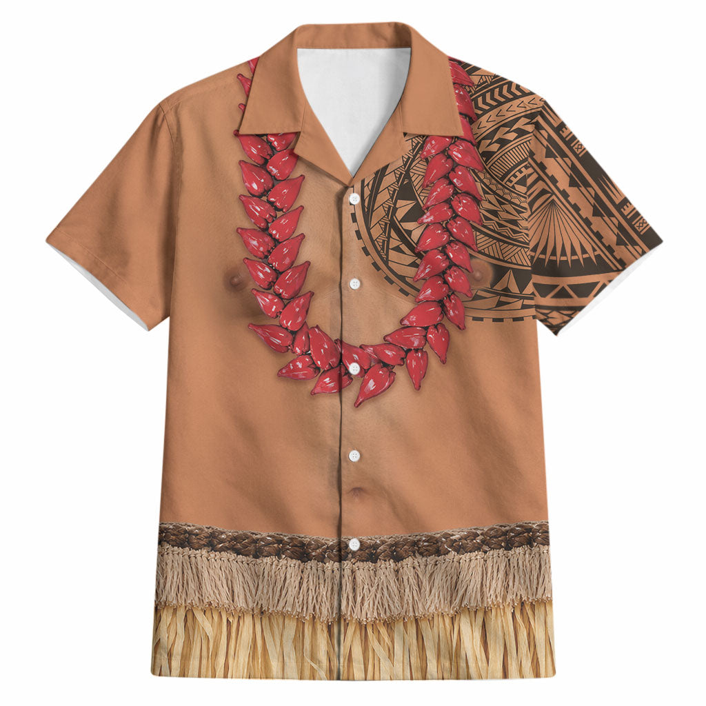 Samoa Tribal Tattoo Costume Hawaiian Shirt Ula Fala Necklace LT05 Beige - Polynesian Pride