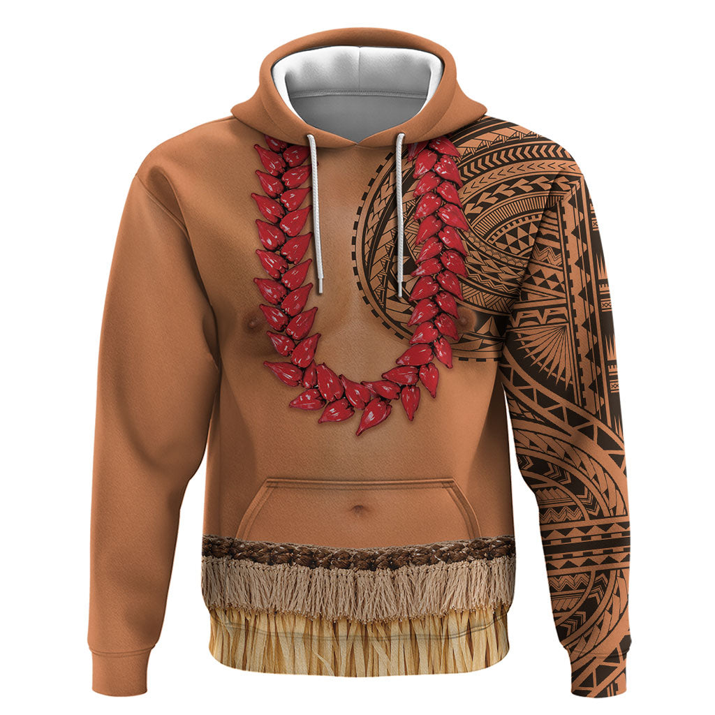 Samoa Tribal Tattoo Costume Hoodie Ula Fala Necklace LT05 Pullover Hoodie Beige - Polynesian Pride