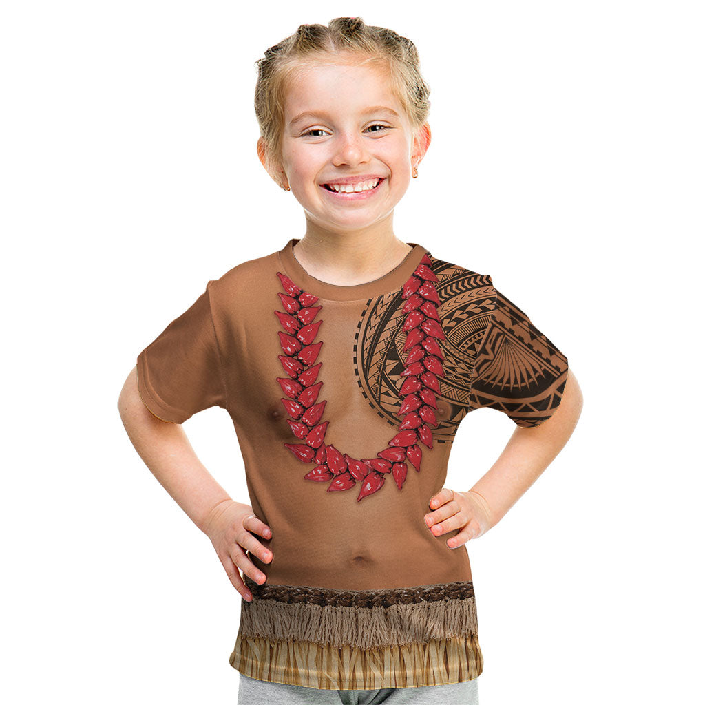Samoa Tribal Tattoo Costume Kid T Shirt Ula Fala Necklace LT05 Beige - Polynesian Pride
