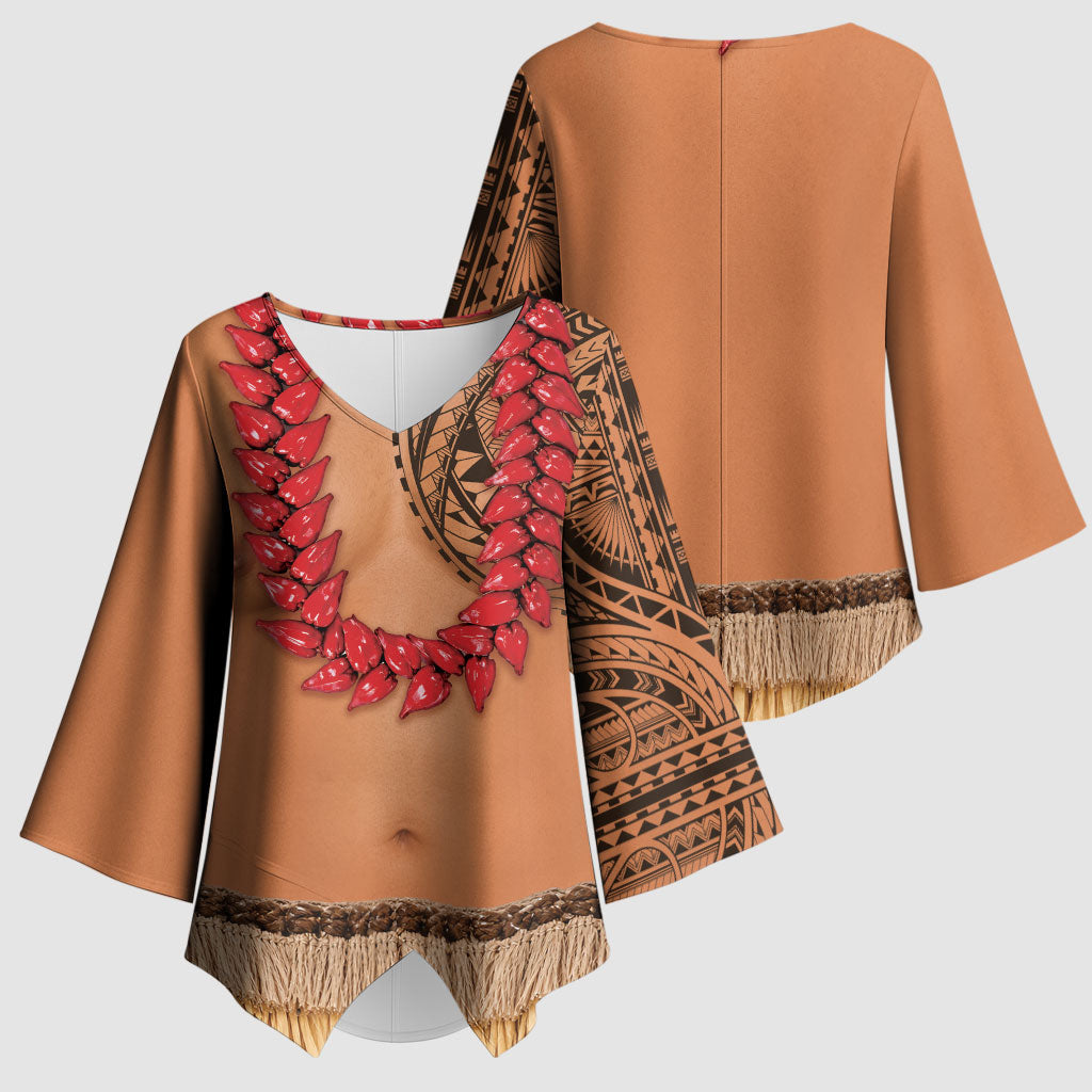 Samoa Tribal Tattoo Costume Kimono Sleeve Blouse Ula Fala Necklace LT05 - Polynesian Pride