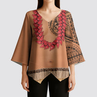 Samoa Tribal Tattoo Costume Kimono Sleeve Blouse Ula Fala Necklace LT05 - Polynesian Pride