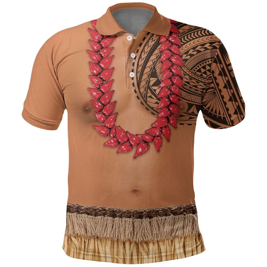 Samoa Tribal Tattoo Costume Polo Shirt Ula Fala Necklace LT05 Beige - Polynesian Pride