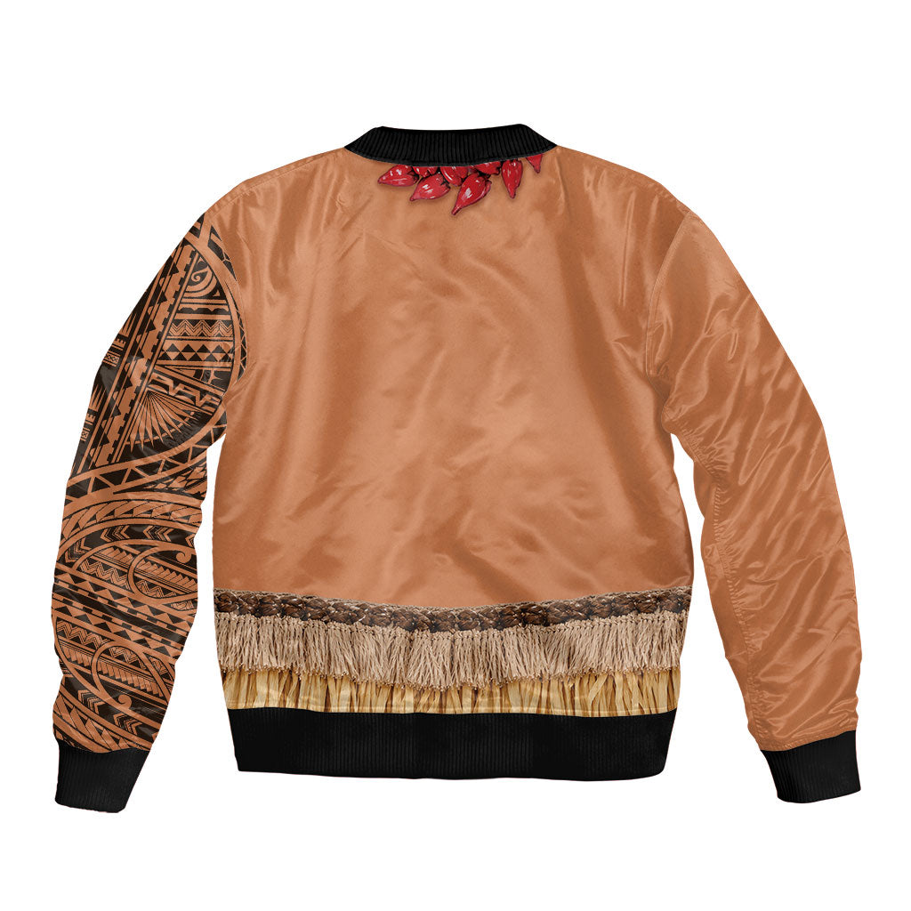 Samoa Tribal Tattoo Costume Sleeve Zip Bomber Jacket Ula Fala Necklace LT05 - Polynesian Pride