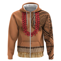 Samoa Tribal Tattoo Costume Zip Hoodie Ula Fala Necklace LT05 Zip Hoodie Beige - Polynesian Pride