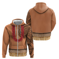 Samoa Tribal Tattoo Costume Zip Hoodie Ula Fala Necklace LT05 - Polynesian Pride