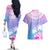 Personalised Fiji Your Paradise Festival Couples Matching Off The Shoulder Long Sleeve Dress and Hawaiian Shirt With Fijian Masi Tapa Pattern LT05 - Polynesian Pride