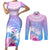 Personalised Fiji Your Paradise Festival Couples Matching Short Sleeve Bodycon Dress and Long Sleeve Button Shirt With Fijian Masi Tapa Pattern LT05 Blue - Polynesian Pride