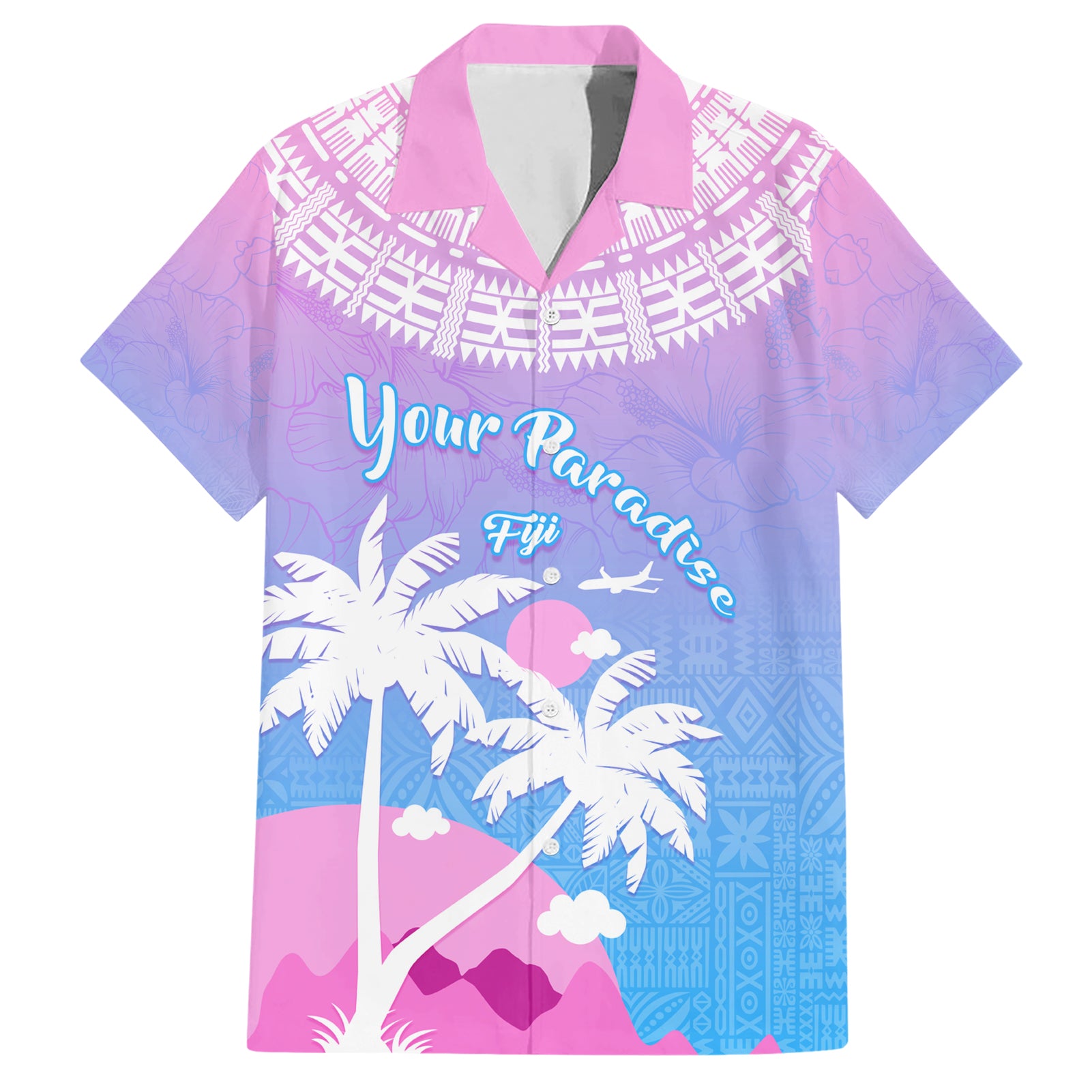 Personalised Fiji Your Paradise Festival Hawaiian Shirt With Fijian Masi Tapa Pattern LT05 Blue - Polynesian Pride