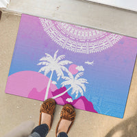 Fiji Your Paradise Festival Rubber Doormat With Fijian Masi Tapa Pattern LT05 - Polynesian Pride