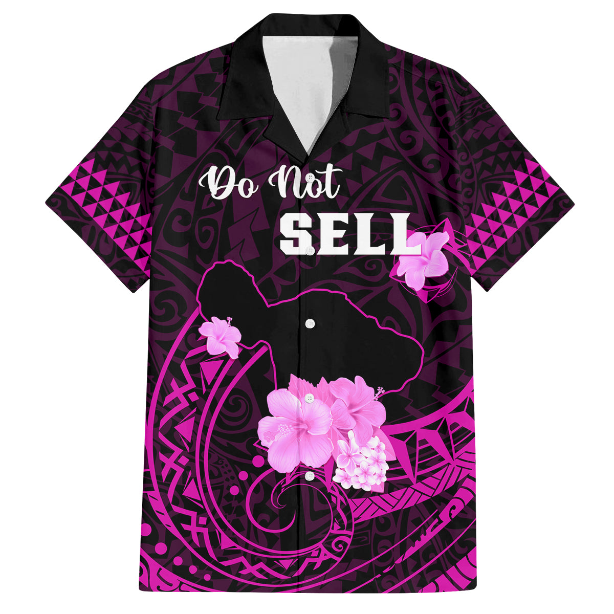 Hawaii Strong Maui Family Matching Off Shoulder Long Sleeve Dress and Hawaiian Shirt Lahaina Is Not For Sale LT05 Dad's Shirt - Short Sleeve Pink - Polynesian Pride