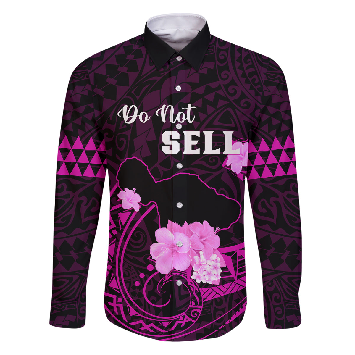Hawaii Strong Maui Family Matching Puletasi Dress and Hawaiian Shirt Lahaina Is Not For Sale LT05 Dad's Shirt - Long Sleeve Pink - Polynesian Pride