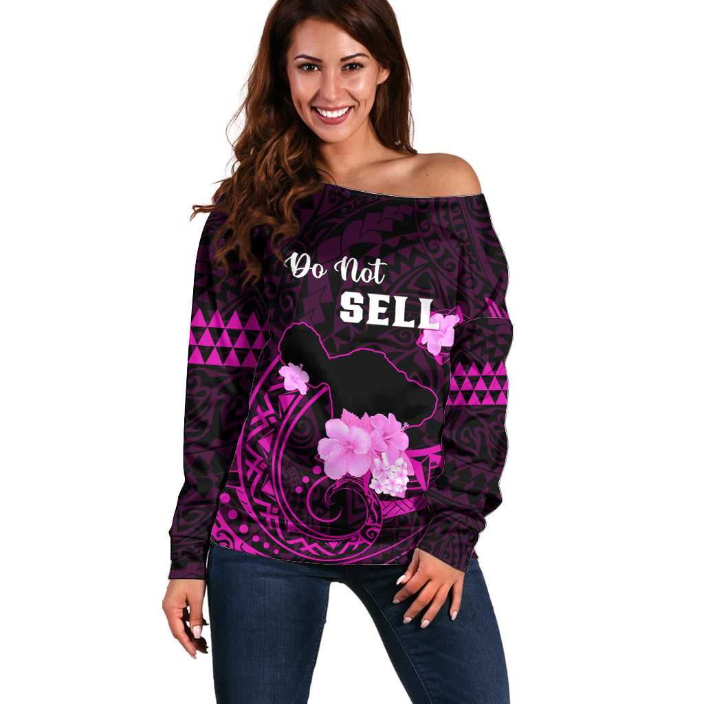 Hawaii Strong Maui Off Shoulder Sweater Lahaina Is Not For Sale LT05 Women Pink - Polynesian Pride