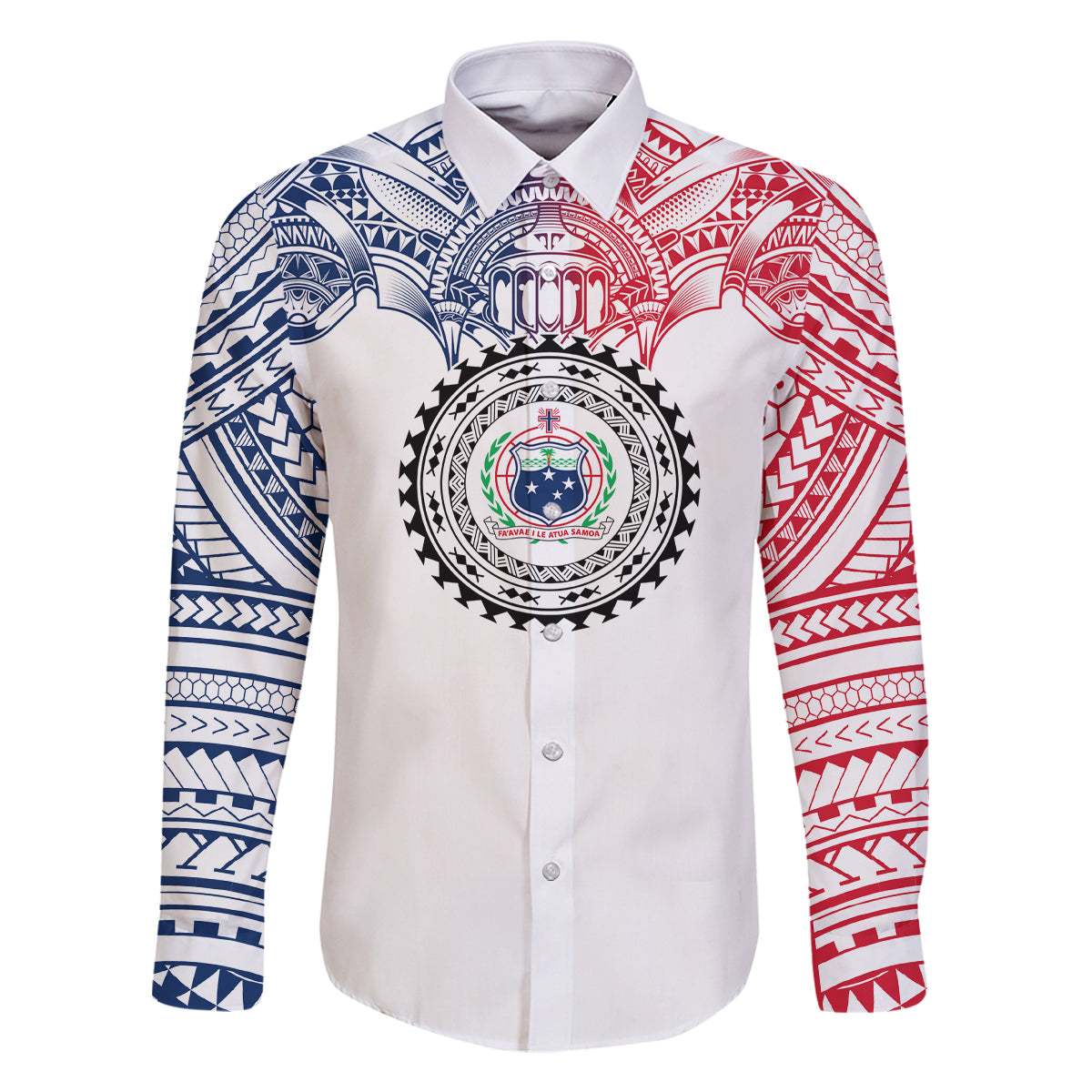 Samoa Black Saturday Family Matching Long Sleeve Bodycon Dress and Hawaiian Shirt Polynesian Tribal Simple Style LT05 Dad's Shirt - Long Sleeve White - Polynesian Pride