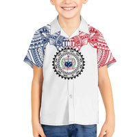 Samoa Black Saturday Family Matching Long Sleeve Bodycon Dress and Hawaiian Shirt Polynesian Tribal Simple Style LT05 Son's Shirt White - Polynesian Pride