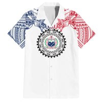 Samoa Black Saturday Family Matching Off Shoulder Maxi Dress and Hawaiian Shirt Polynesian Tribal Simple Style LT05 Dad's Shirt - Short Sleeve White - Polynesian Pride