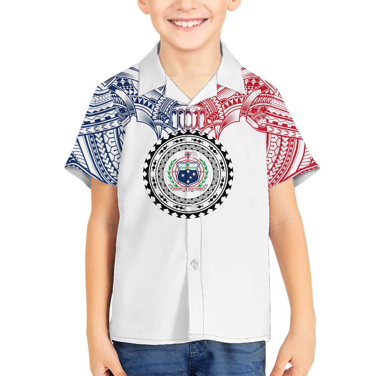 Samoa Black Saturday Family Matching Tank Maxi Dress and Hawaiian Shirt Polynesian Tribal Simple Style LT05 Son's Shirt White - Polynesian Pride