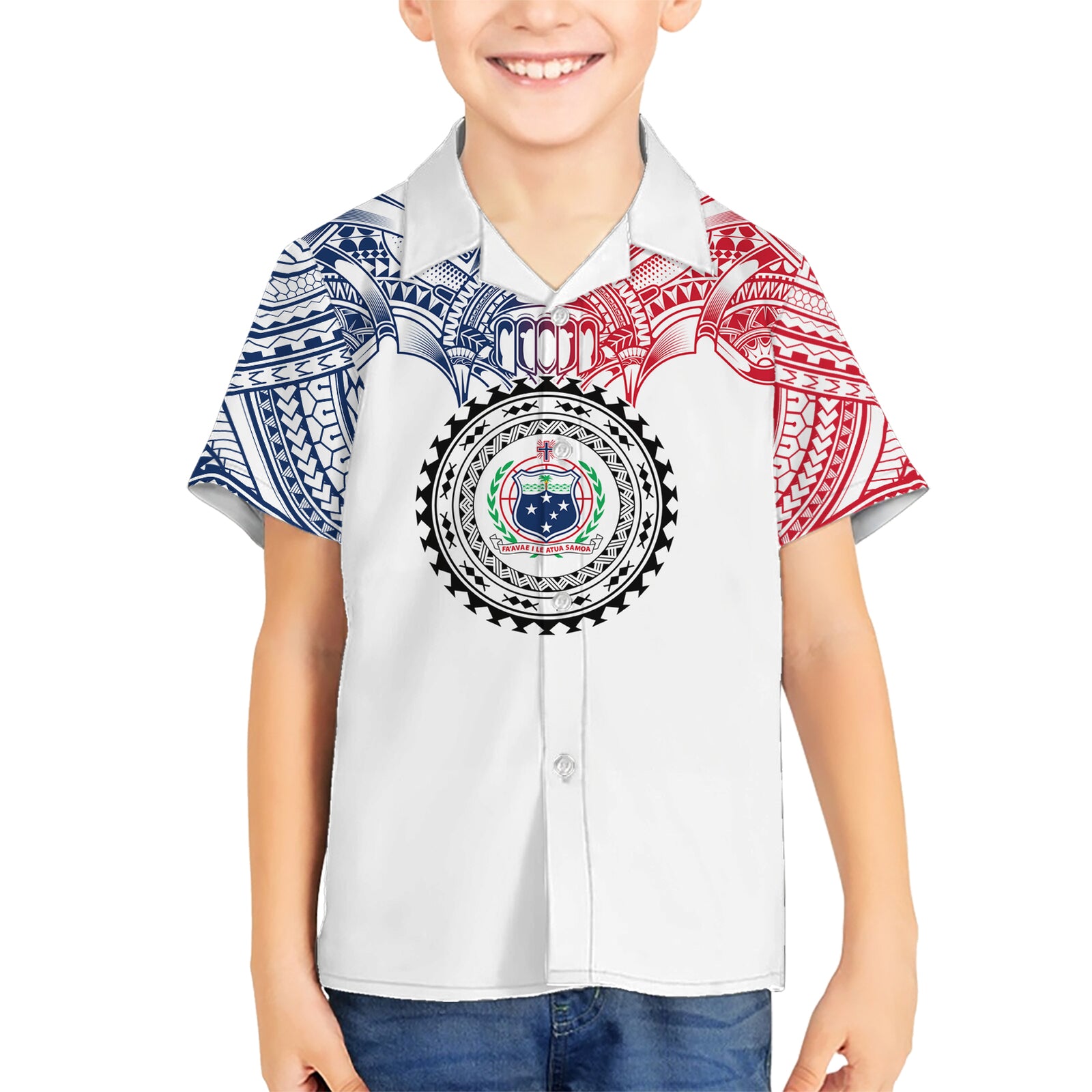 Samoa Black Saturday Kid Hawaiian Shirt Polynesian Tribal Simple Style LT05 Kid White - Polynesian Pride