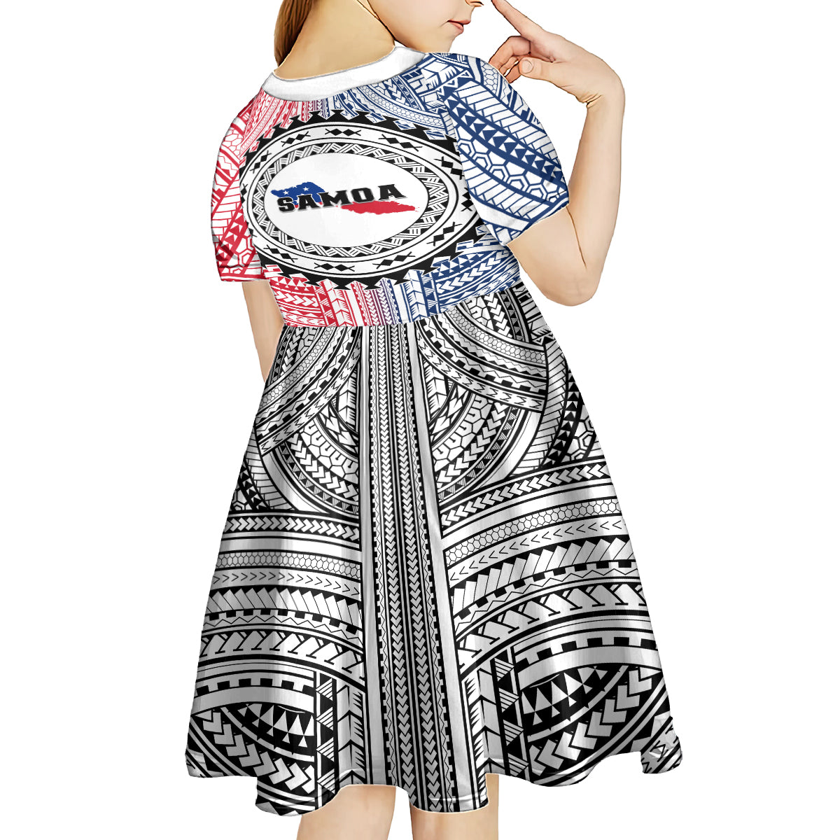 Samoa Black Saturday Kid Short Sleeve Dress Polynesian Tribal Simple Style LT05 - Polynesian Pride