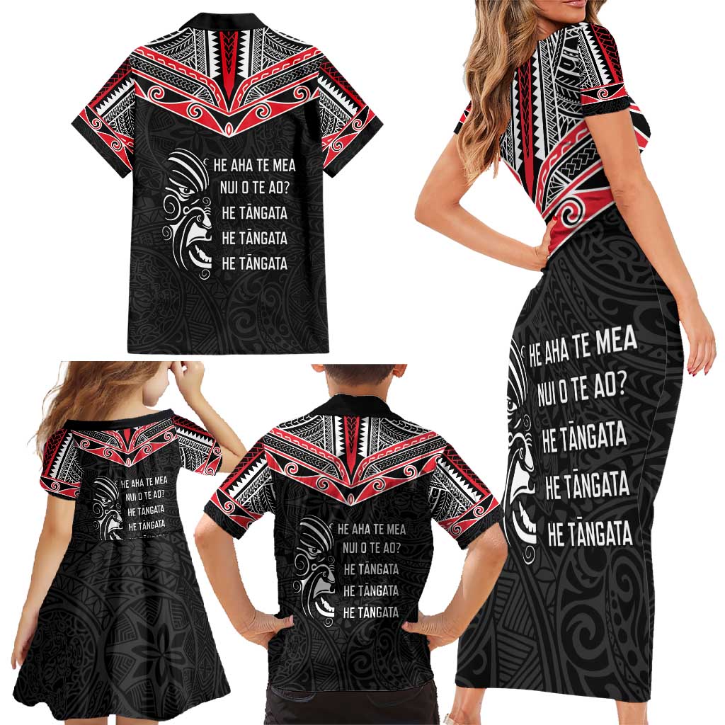 Aotearoa Toitu Te Tiriti Family Matching Short Sleeve Bodycon Dress and Hawaiian Shirt New Zealand Honour The Treaty LT05 - Polynesian Pride