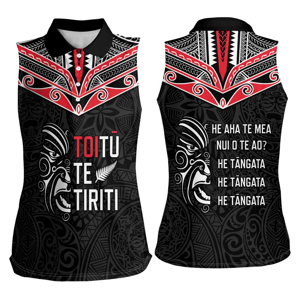 Aotearoa Toitu Te Tiriti Women Sleeveless Polo Shirt New Zealand Honour The Treaty LT05 - Polynesian Pride