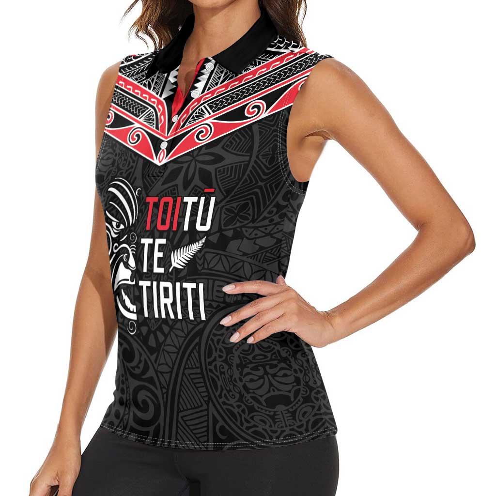 Aotearoa Toitu Te Tiriti Women Sleeveless Polo Shirt New Zealand Honour The Treaty LT05 - Polynesian Pride