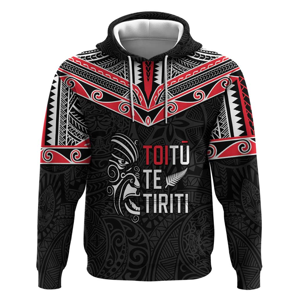 Aotearoa Toitu Te Tiriti Zip Hoodie New Zealand Honour The Treaty LT05 Pullover Hoodie Black - Polynesian Pride