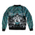 New Zealand Maori Bomber Jacket Poutama Pikorua Turquoise Paua Shell