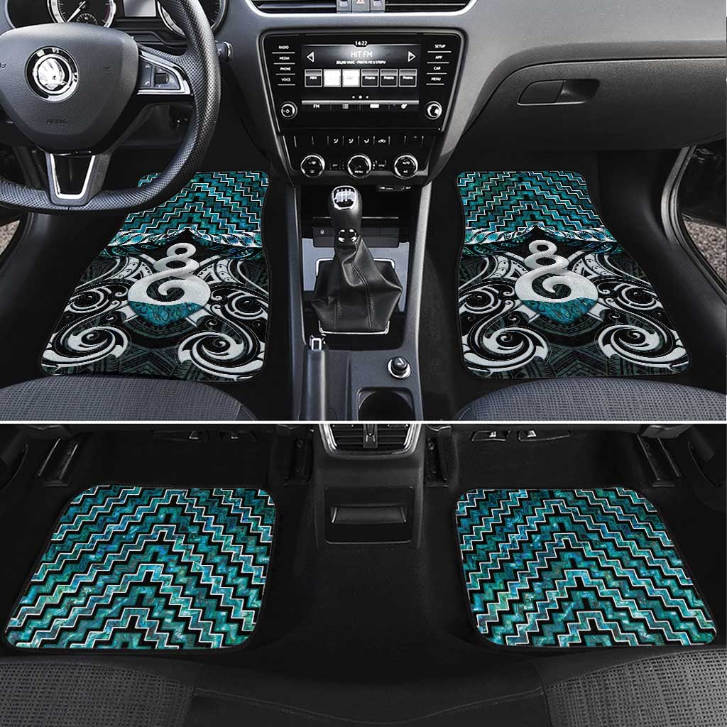 New Zealand Maori Car Mats Poutama Pikorua Turquoise Paua Shell