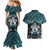 New Zealand Maori Couples Matching Mermaid Dress and Hawaiian Shirt Poutama Pikorua Turquoise Paua Shell