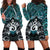 New Zealand Maori Hoodie Dress Poutama Pikorua Turquoise Paua Shell