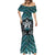 New Zealand Maori Mermaid Dress Poutama Pikorua Turquoise Paua Shell