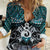 New Zealand Maori Women Casual Shirt Poutama Pikorua Turquoise Paua Shell