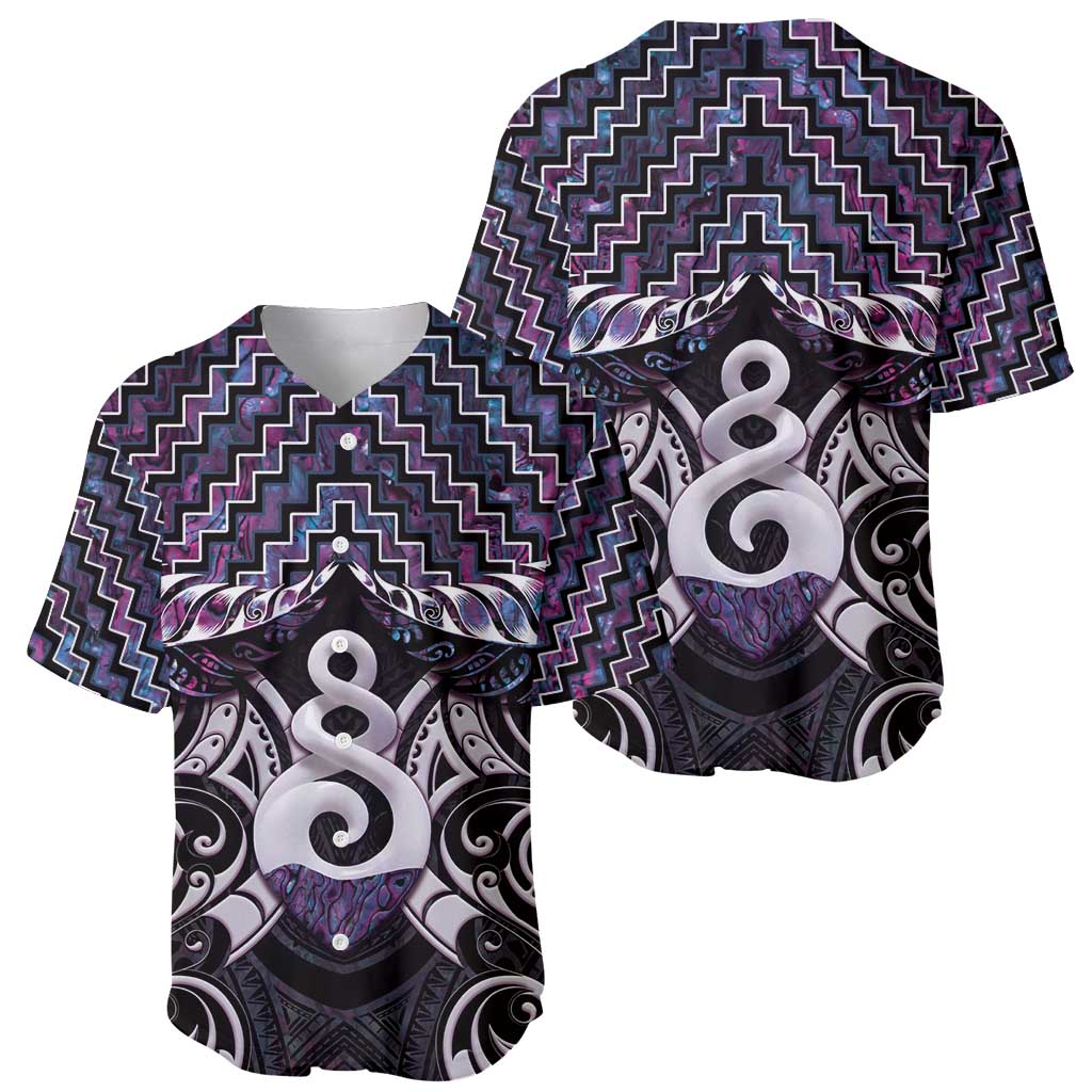 New Zealand Maori Baseball Jersey Poutama Pikorua Purple Paua Shell