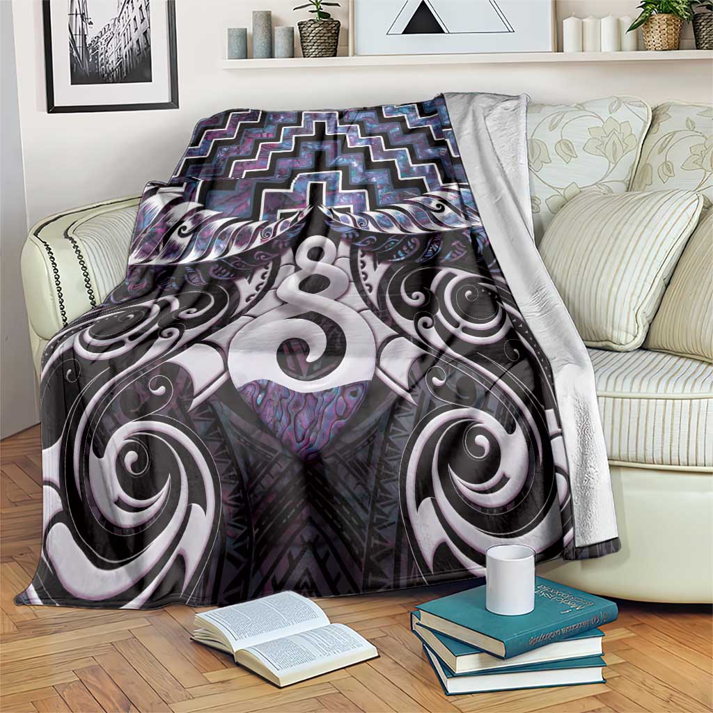 New Zealand Maori Blanket Poutama Pikorua Purple Paua Shell