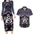 New Zealand Maori Couples Matching Long Sleeve Bodycon Dress and Hawaiian Shirt Poutama Pikorua Purple Paua Shell