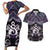 New Zealand Maori Couples Matching Short Sleeve Bodycon Dress and Hawaiian Shirt Poutama Pikorua Purple Paua Shell