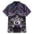 New Zealand Maori Family Matching Off The Shoulder Long Sleeve Dress and Hawaiian Shirt Poutama Pikorua Purple Paua Shell