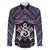 New Zealand Maori Family Matching Short Sleeve Bodycon Dress and Hawaiian Shirt Poutama Pikorua Purple Paua Shell
