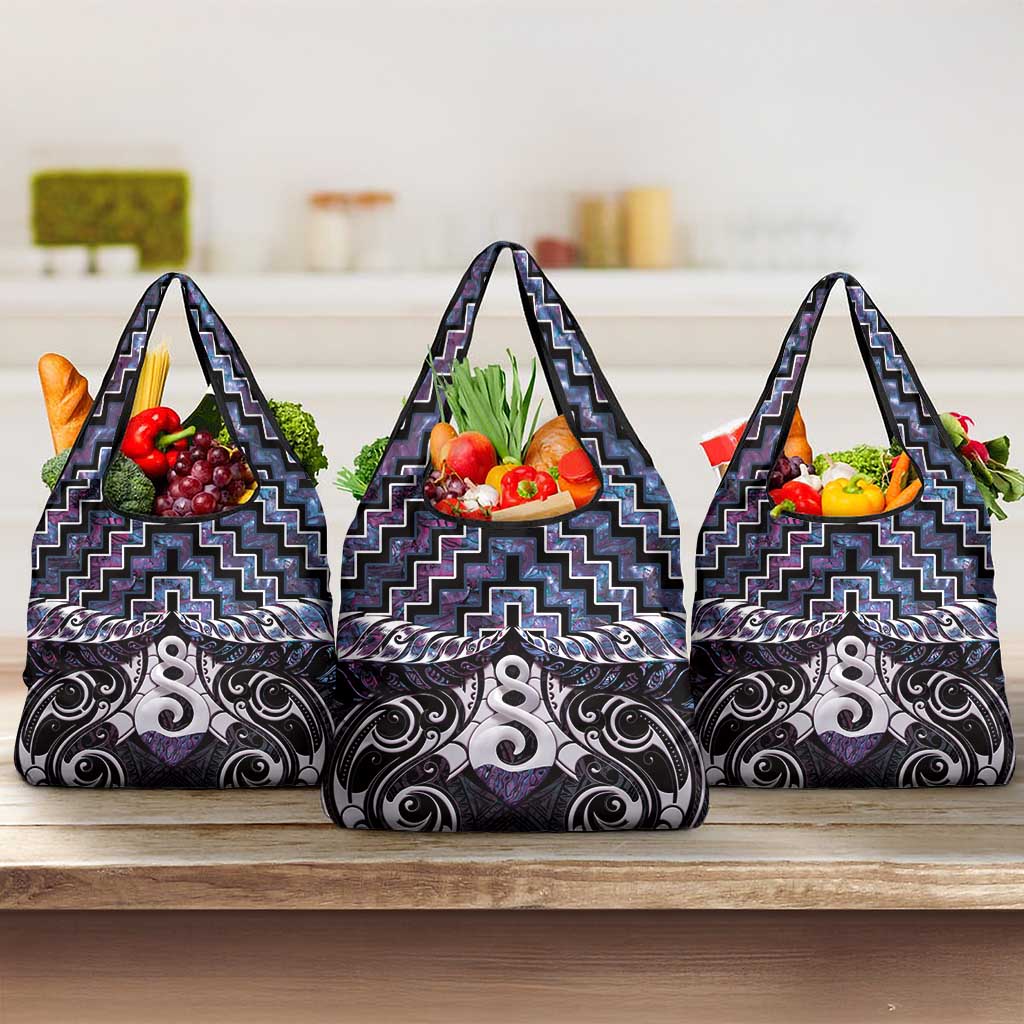 New Zealand Maori Grocery Bag Poutama Pikorua Purple Paua Shell