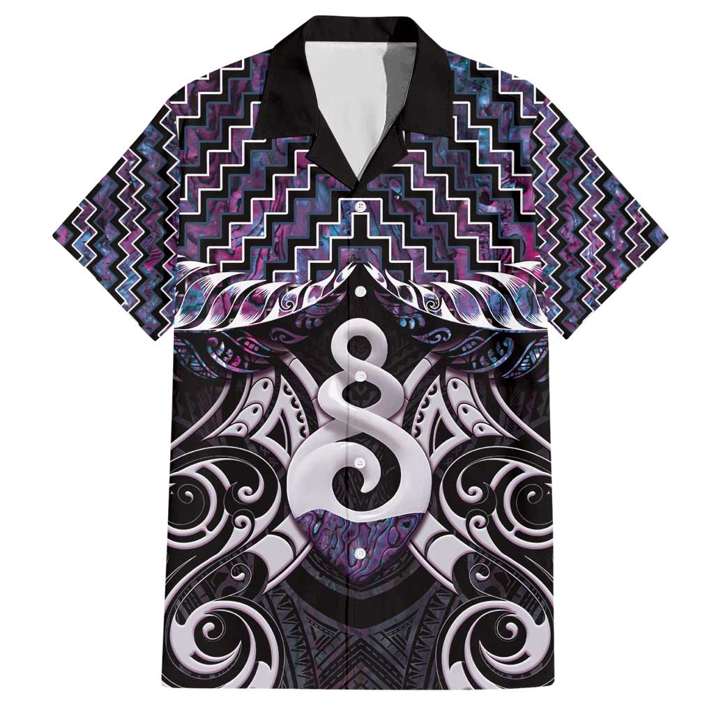 New Zealand Maori Hawaiian Shirt Poutama Pikorua Purple Paua Shell