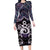 New Zealand Maori Long Sleeve Bodycon Dress Poutama Pikorua Purple Paua Shell