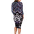 New Zealand Maori Long Sleeve Bodycon Dress Poutama Pikorua Purple Paua Shell