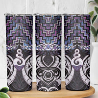 New Zealand Maori Skinny Tumbler Poutama Pikorua Purple Paua Shell LT05 - Polynesian Pride