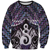 New Zealand Maori Sweatshirt Poutama Pikorua Purple Paua Shell