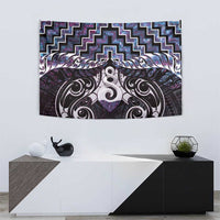 New Zealand Maori Tapestry Poutama Pikorua Purple Paua Shell