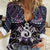 New Zealand Maori Women Casual Shirt Poutama Pikorua Purple Paua Shell