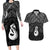 New Zealand Maori Couples Matching Long Sleeve Bodycon Dress and Hawaiian Shirt Poutama Manaia Black Paua Shell