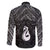 New Zealand Maori Family Matching Off The Shoulder Long Sleeve Dress and Hawaiian Shirt Poutama Manaia Black Paua Shell